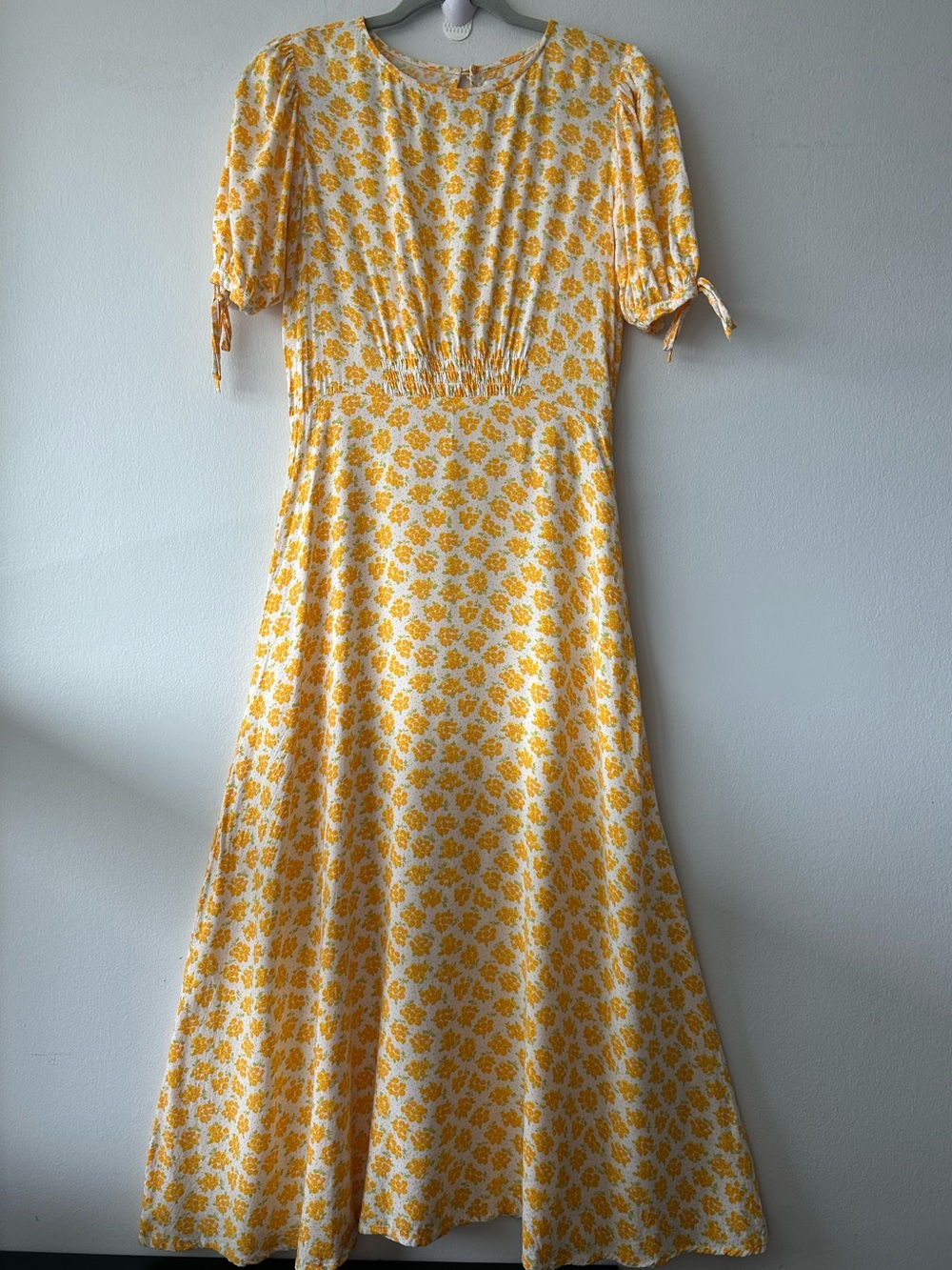Faithfull the Brand Yellow Floral Midi Dress